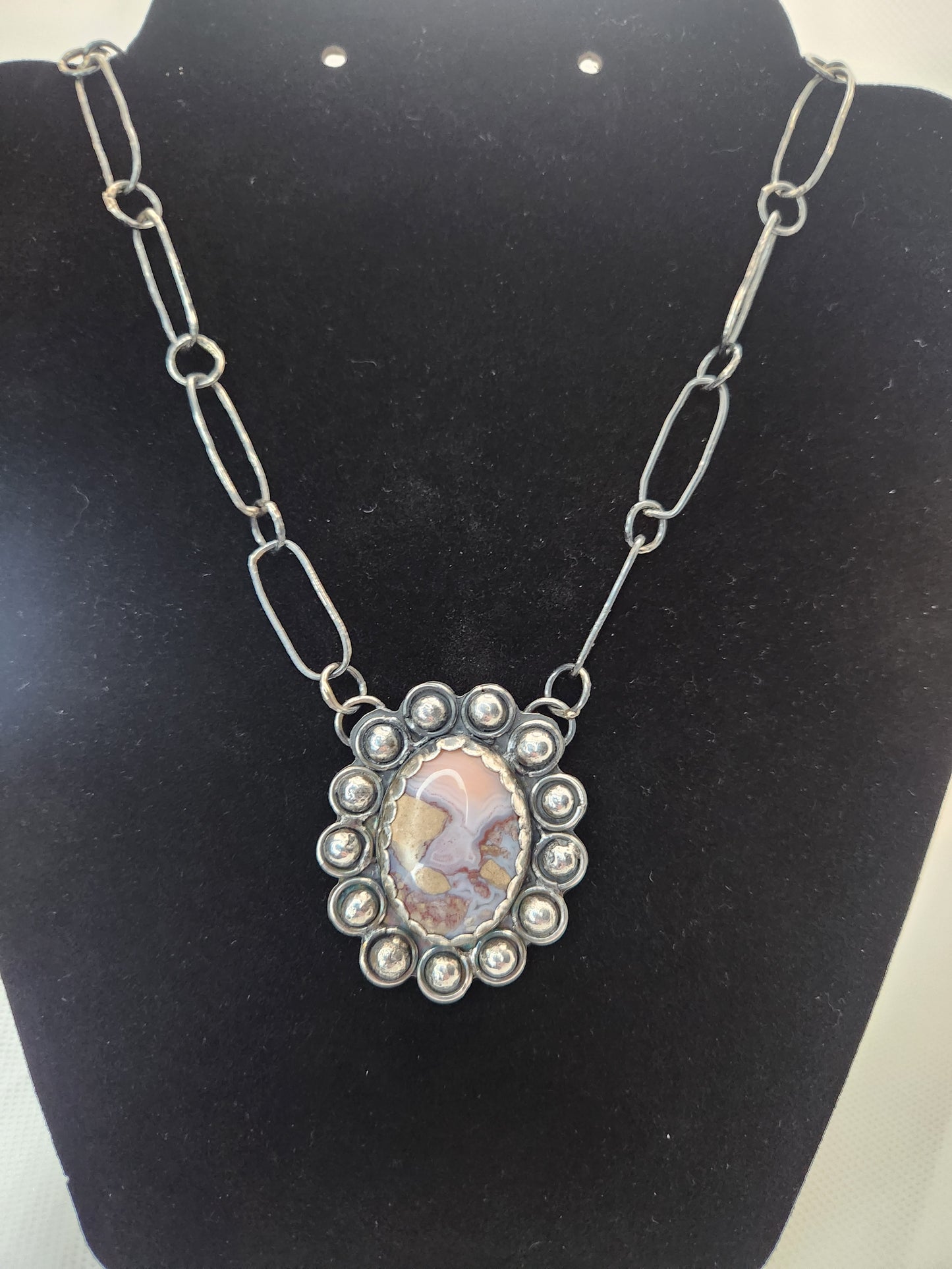 Crazy Lace Agate Handmade Necklace with Pendant
