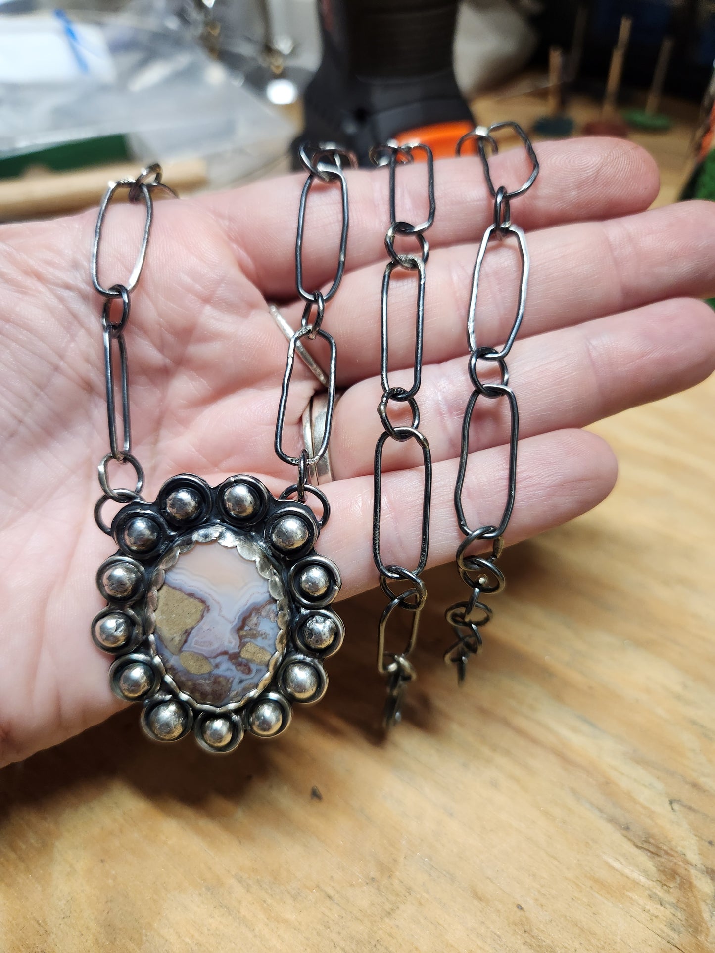 Crazy Lace Agate Handmade Necklace with Pendant