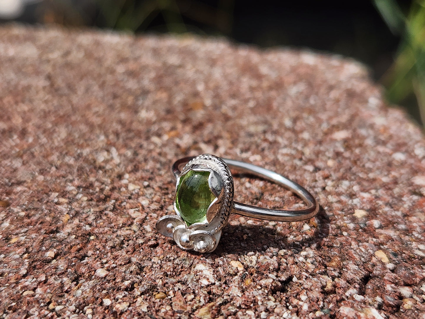 Peridot Petite Floral in Sterling Silver