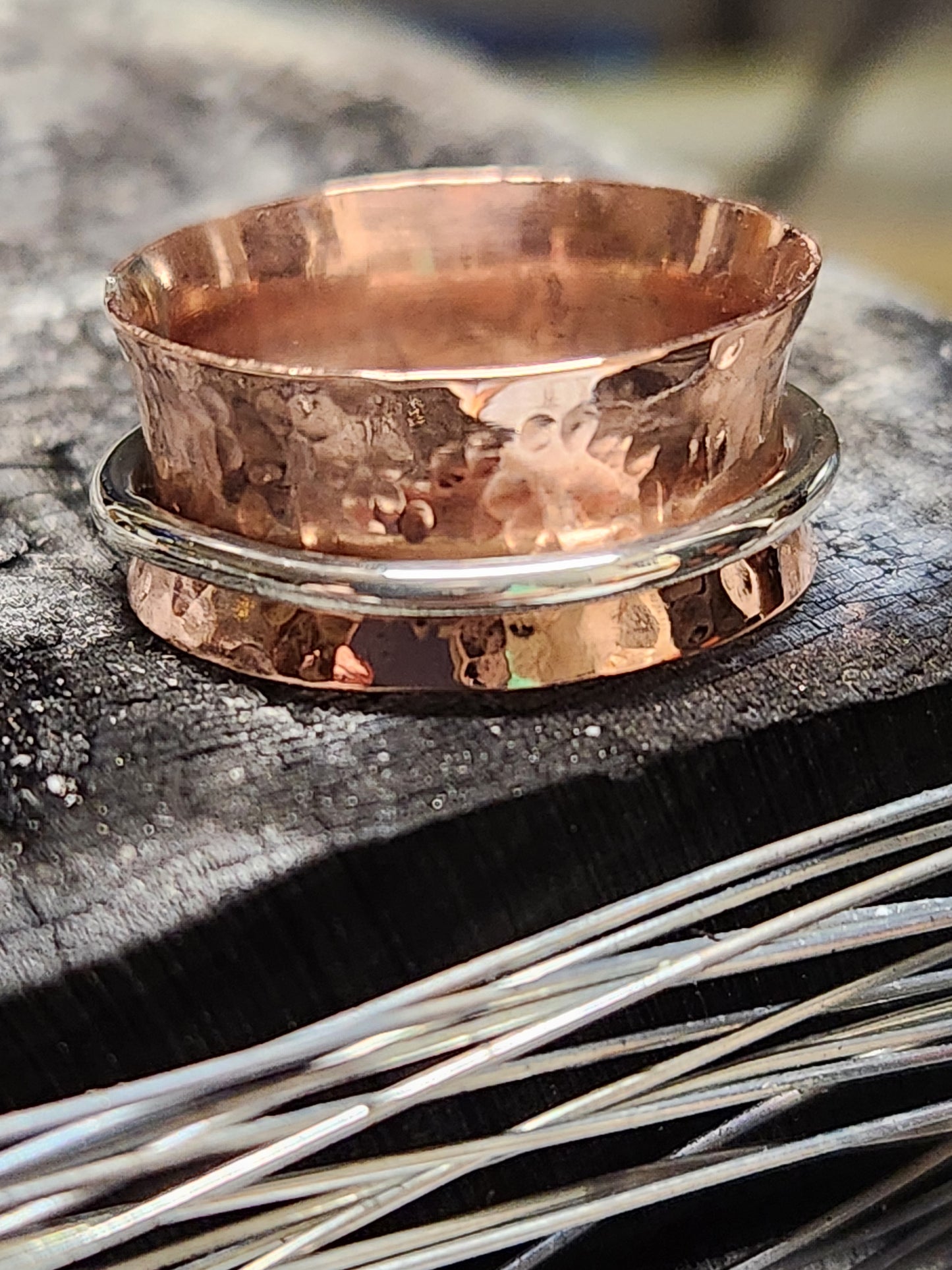 Copper and Sterling Spinner Ring