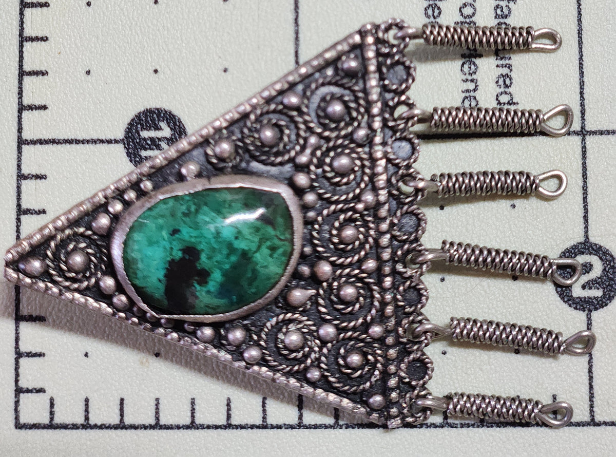 Vintage Mid-Century Israeli 935 Silver Eilat Stone Brooch Pendant
