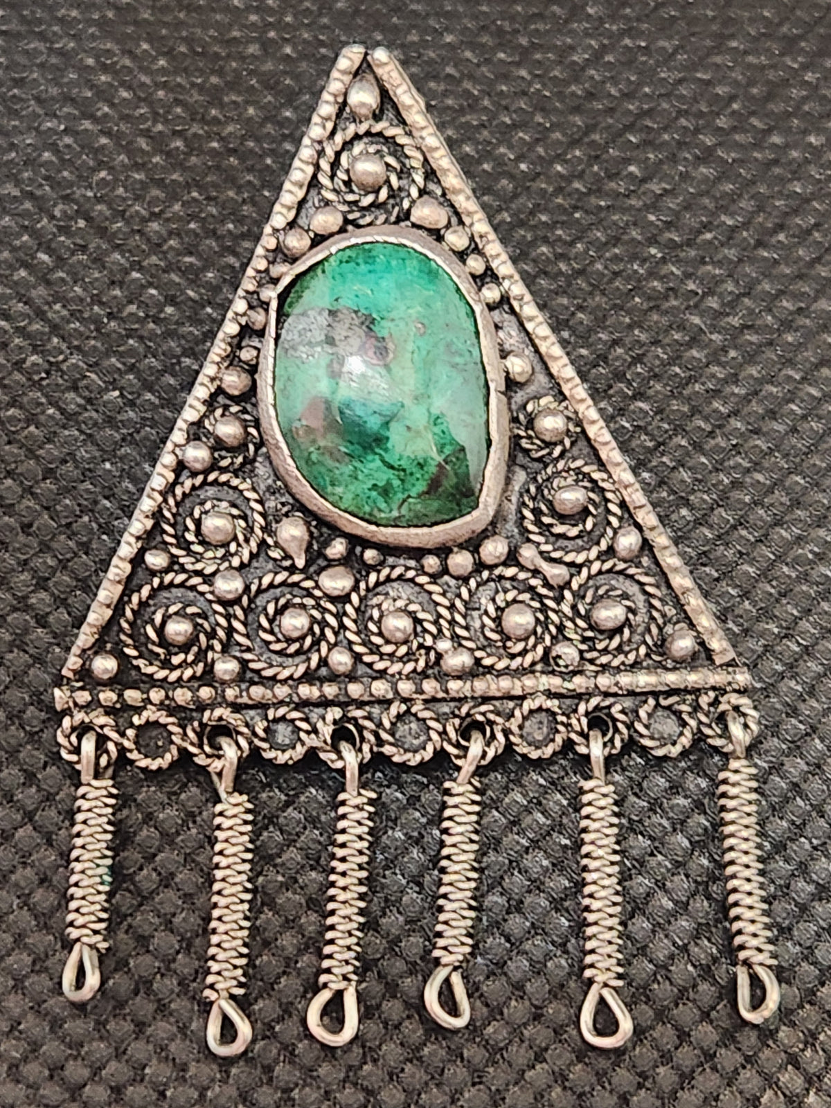 Vintage Mid-Century Israeli 935 Silver Eilat Stone Brooch Pendant