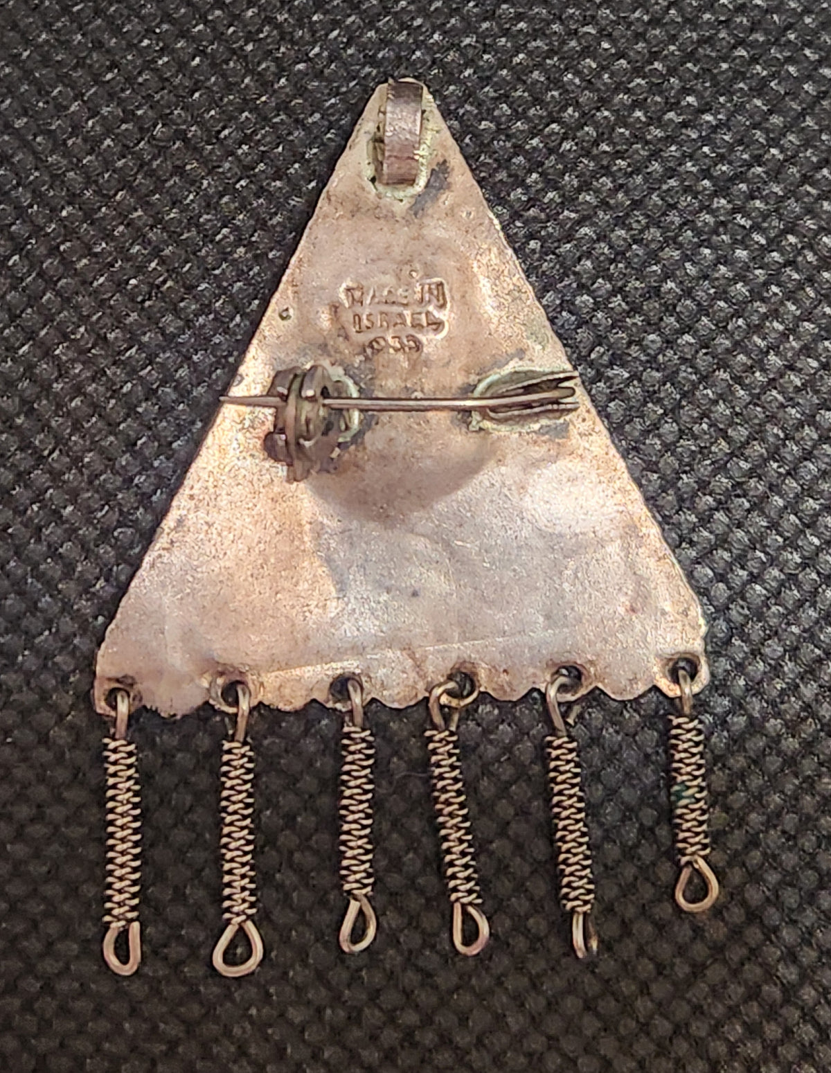 Vintage Mid-Century Israeli 935 Silver Eilat Stone Brooch Pendant