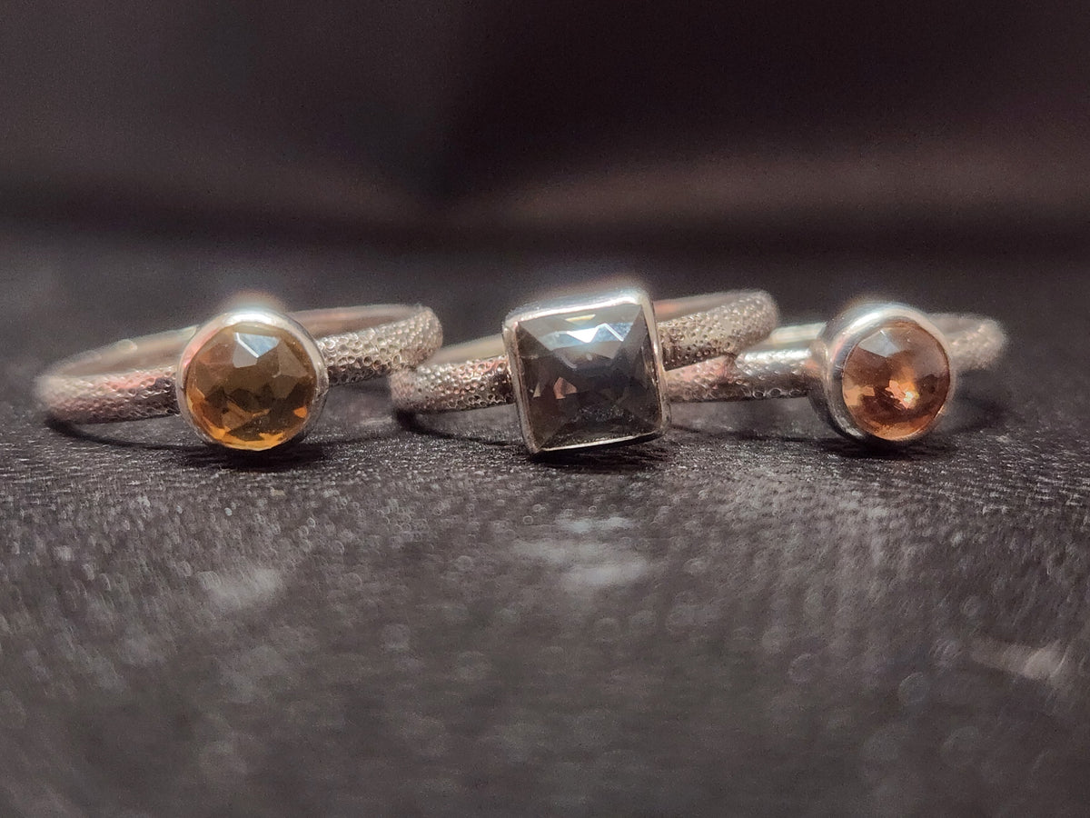 Lori Bonn Sterling Silver Tourmaline & Iolite 3-Piece Stacking Ring Set Size 8