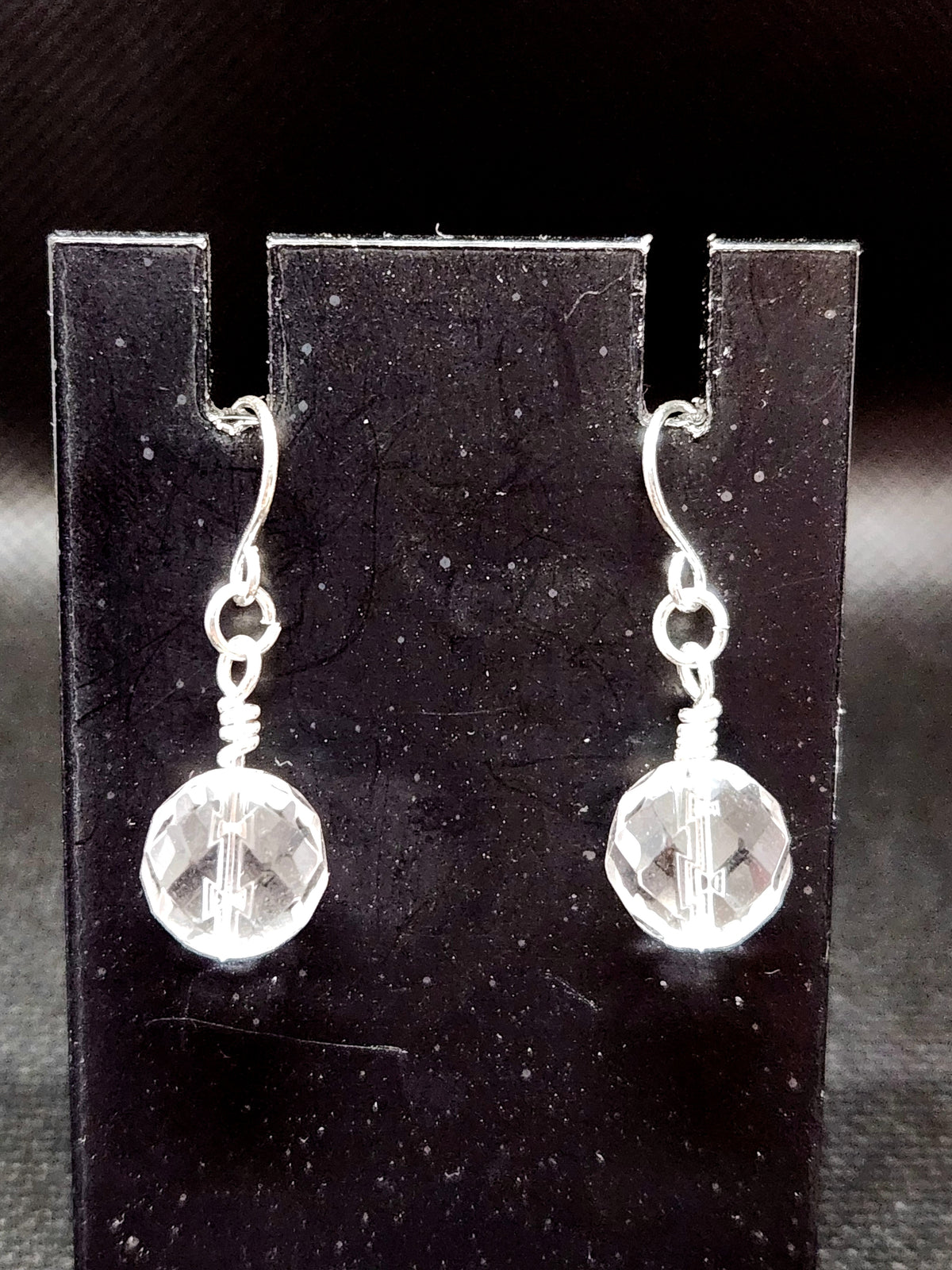 Silvertone Faceted Glass Petite Drop Earrings