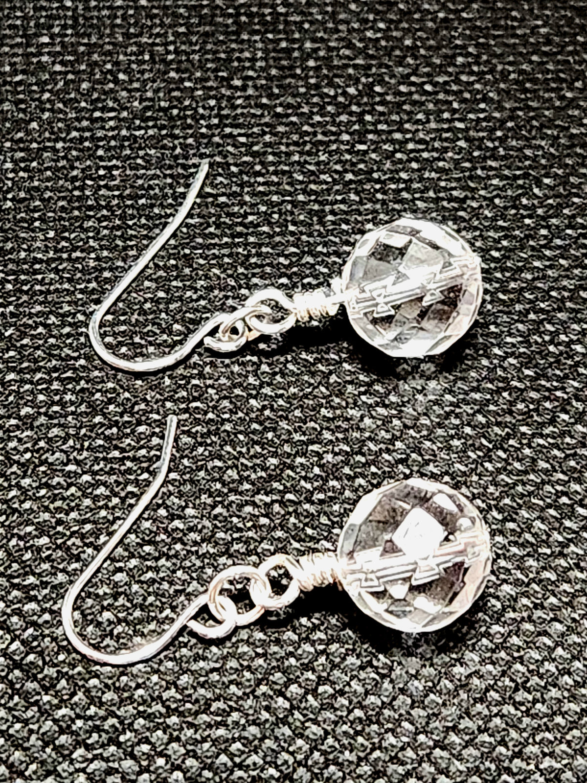 Silvertone Faceted Glass Petite Drop Earrings