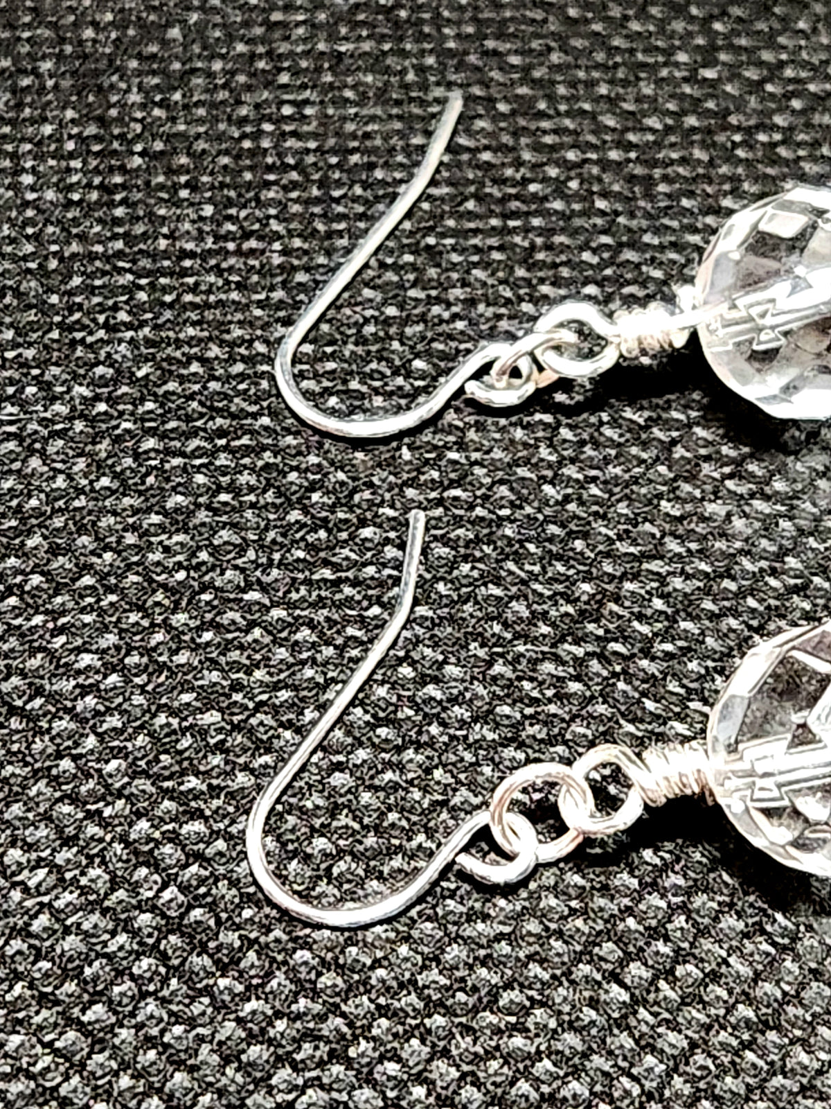 Silvertone Faceted Glass Petite Drop Earrings