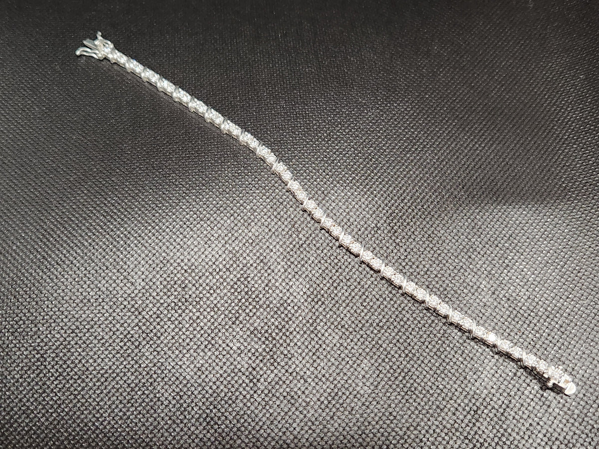 Authentic DQ Diamonique 7.5" Cubic Zirconia S-Link Tennis Bracelet 925 Sterling Silver