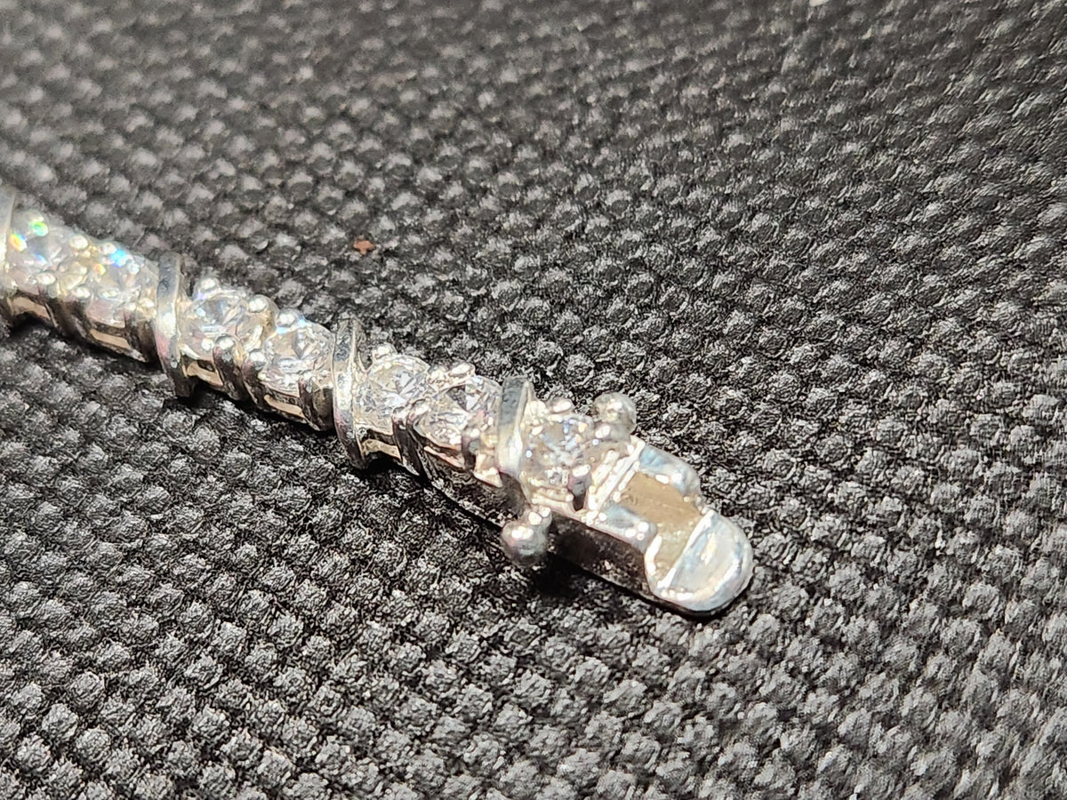 Authentic DQ Diamonique 7.5" Cubic Zirconia S-Link Tennis Bracelet 925 Sterling Silver