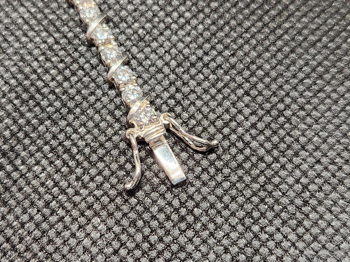 Authentic DQ Diamonique 7.5" Cubic Zirconia S-Link Tennis Bracelet 925 Sterling Silver