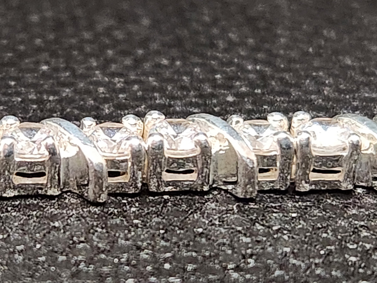 Authentic DQ Diamonique 7.5" Cubic Zirconia S-Link Tennis Bracelet 925 Sterling Silver