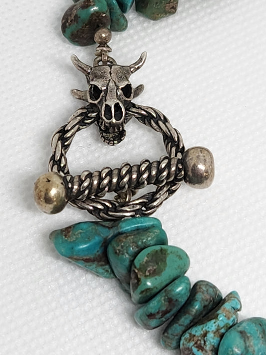 16" Chunky Turquoise Necklace with Sterling Silver Toggle Clasp