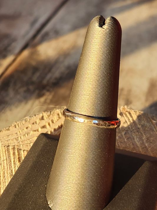 Hammered Sterling Silver Thin Band with Patina