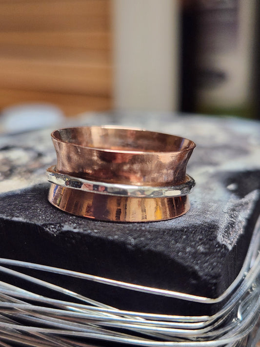 Copper and Sterling Spinner Ring