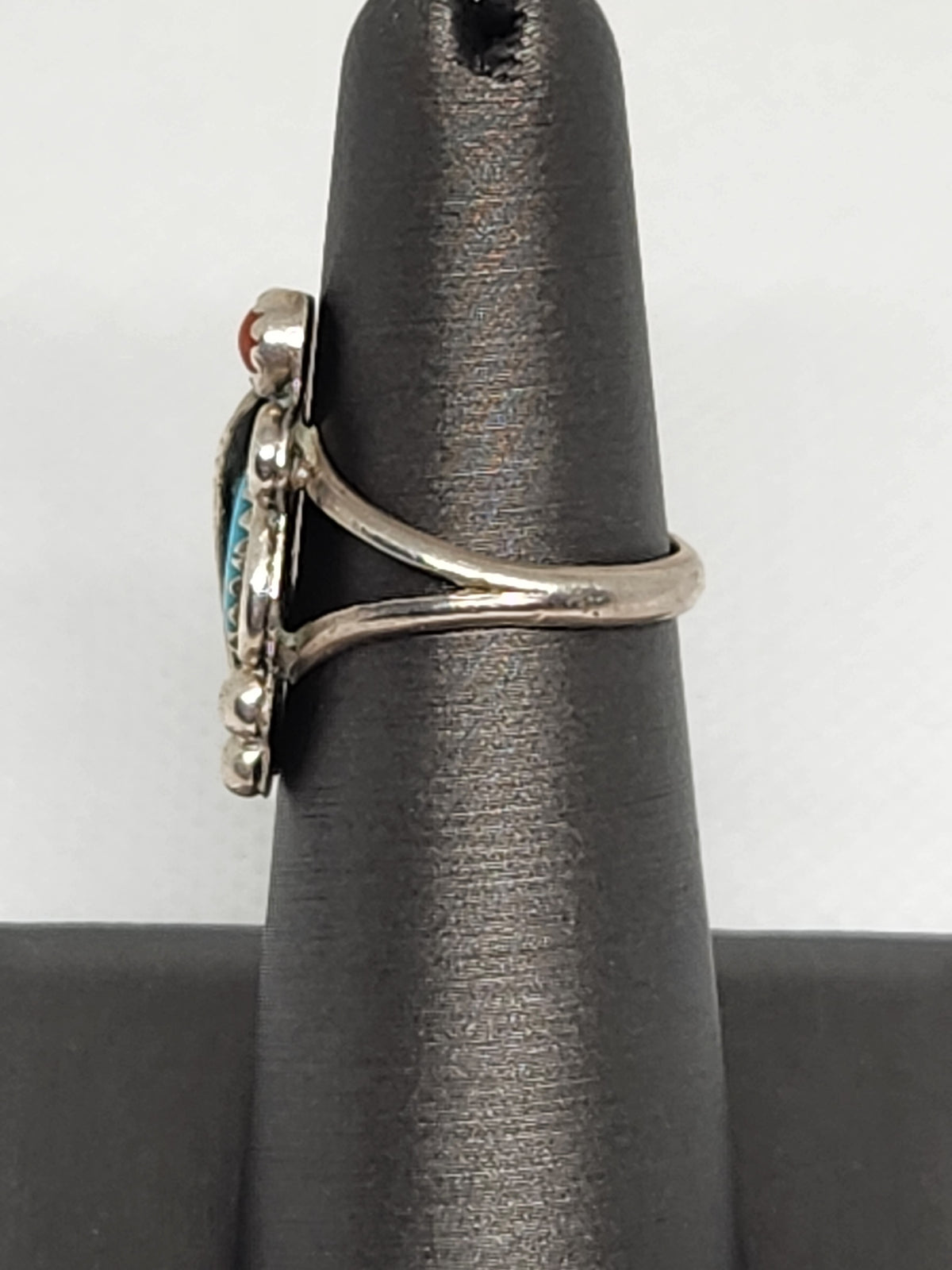 Navajo Native Ball & Feather Drop Sterling Silver Ring