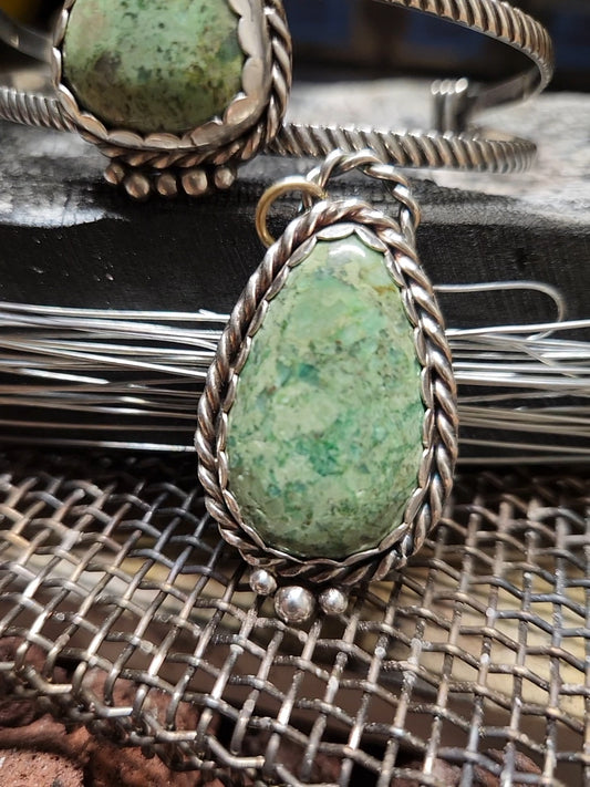 Variscite Cuff and Pendant Set
