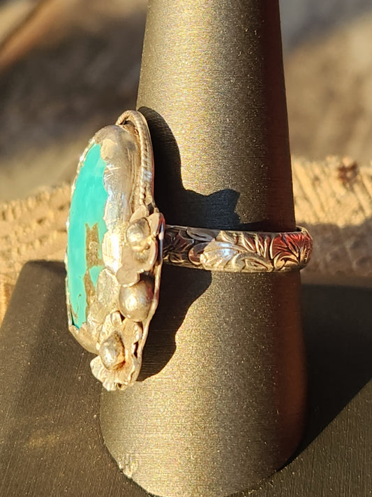 Kingman Turquoise Statement ring in Sterling Silver
