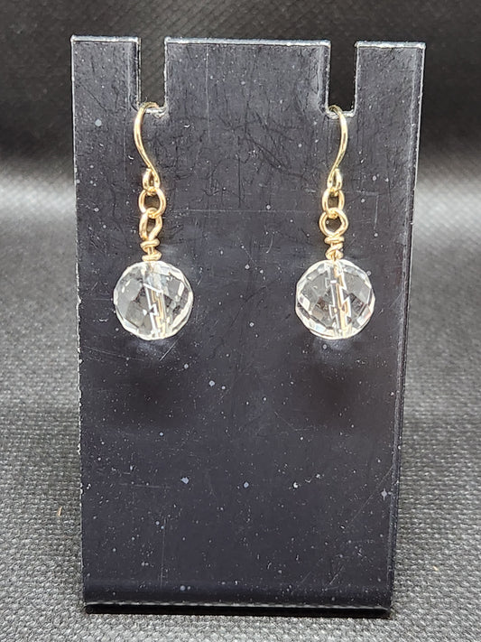 Goldtone Faceted Glass Petite Drop Earrings
