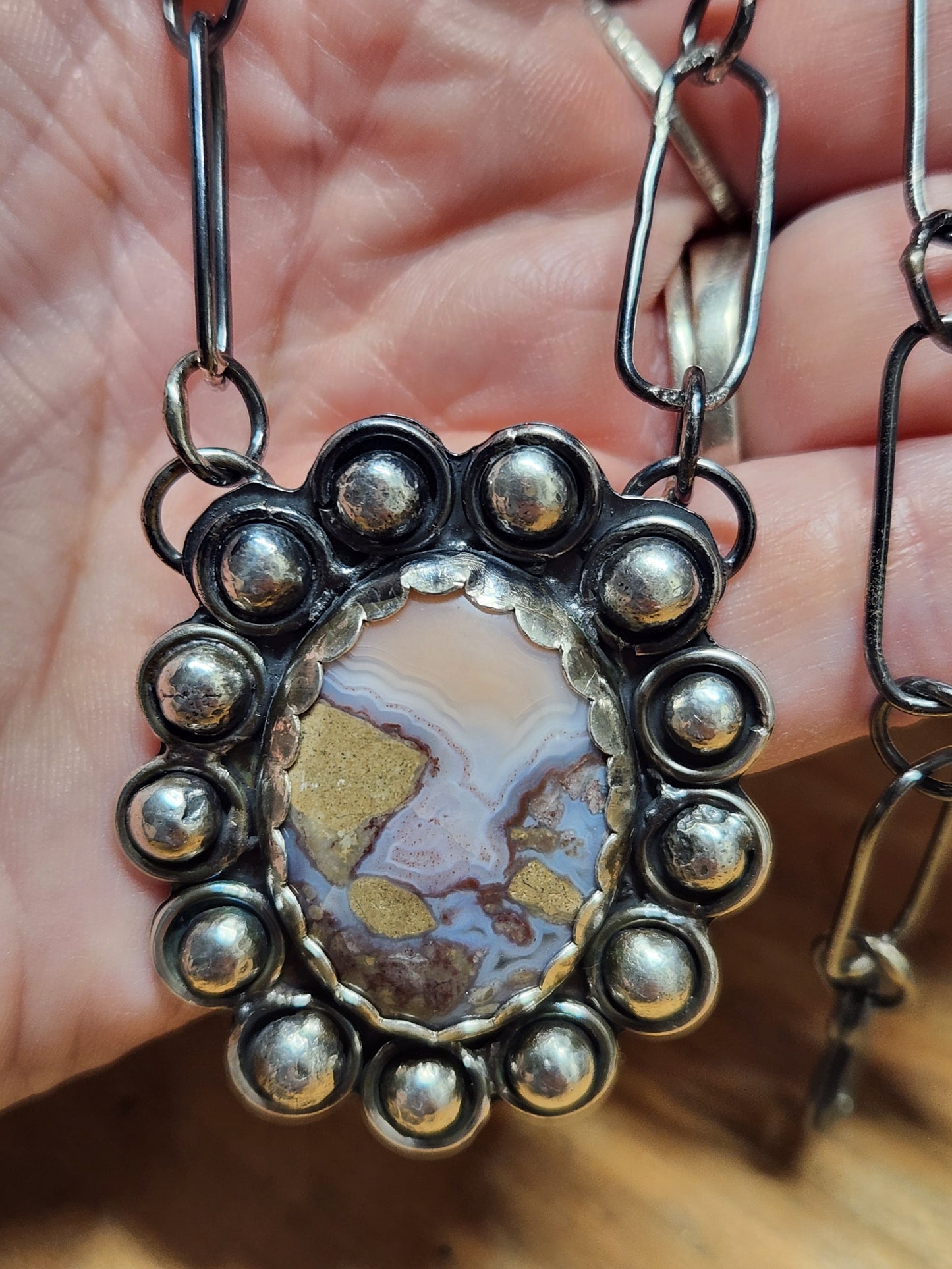 Crazy Lace Agate Handmade Necklace with Pendant
