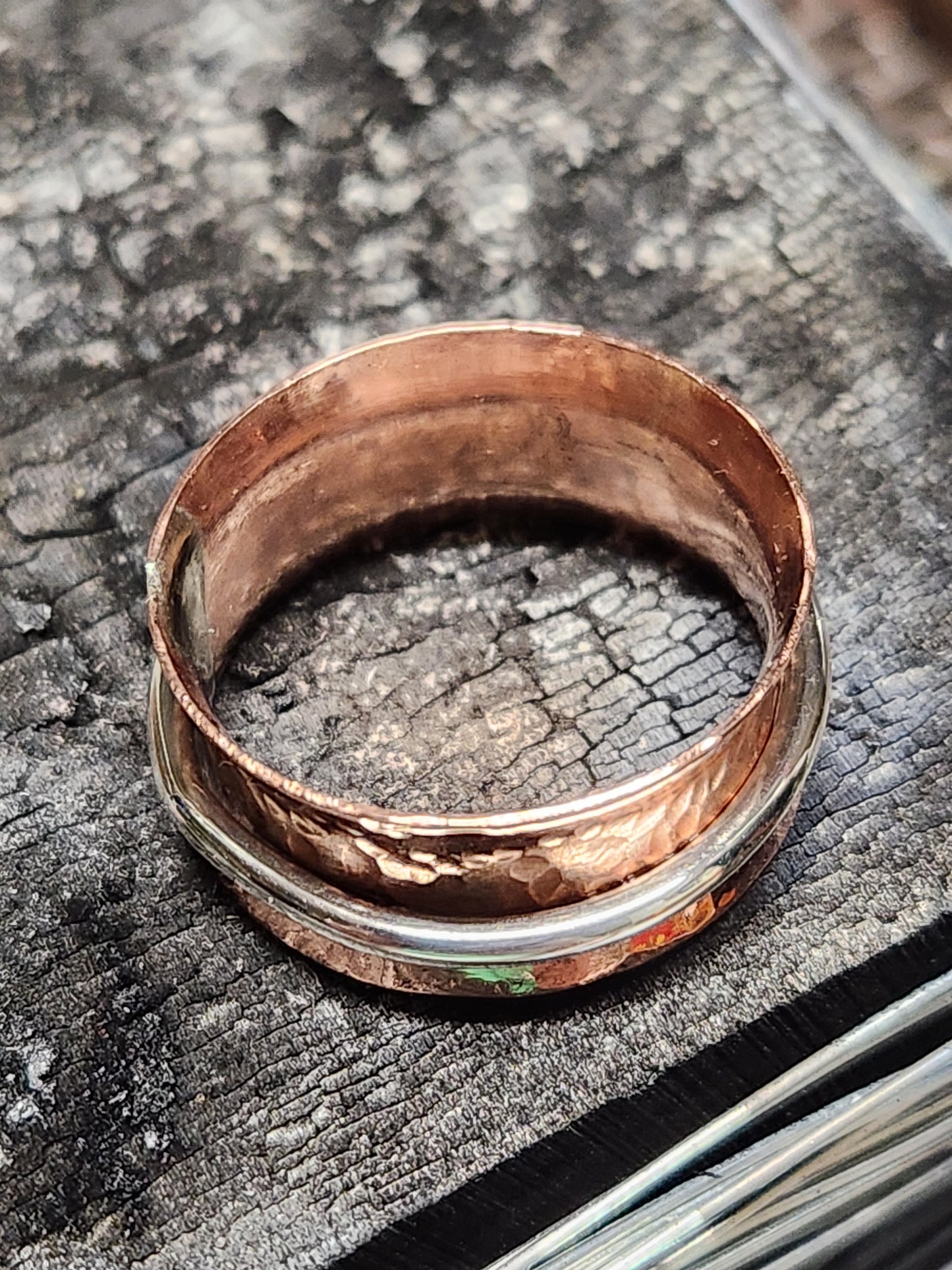 Copper and Sterling Spinner Ring