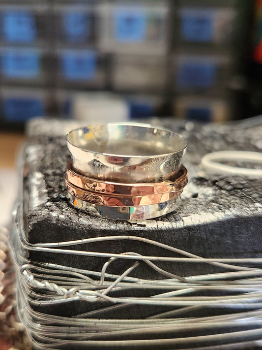 Sterling and Copper Spinner Ring