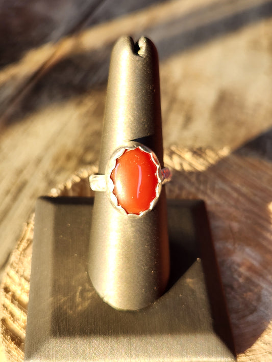 Floral Banded Carnelian Sterling Silver ring