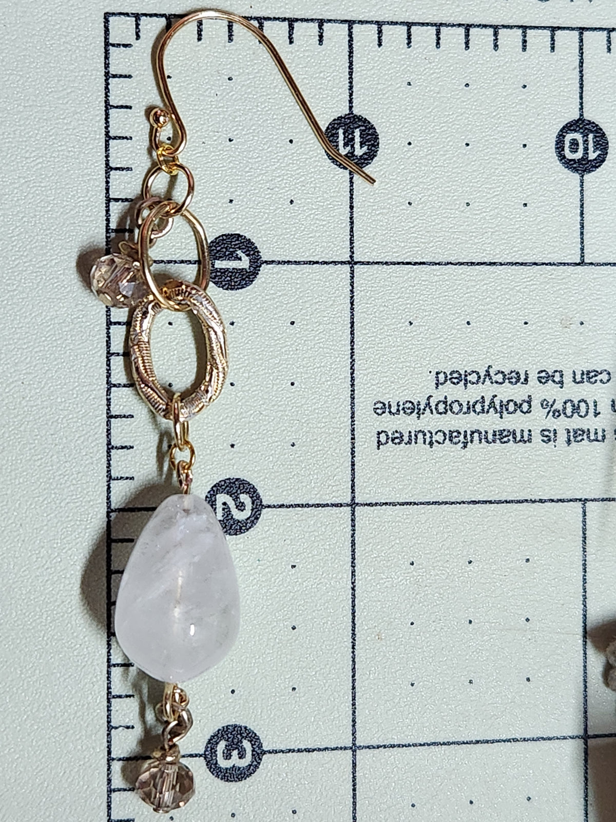 Goldtone & Clear Quartz Upcycled Dangle Earrings