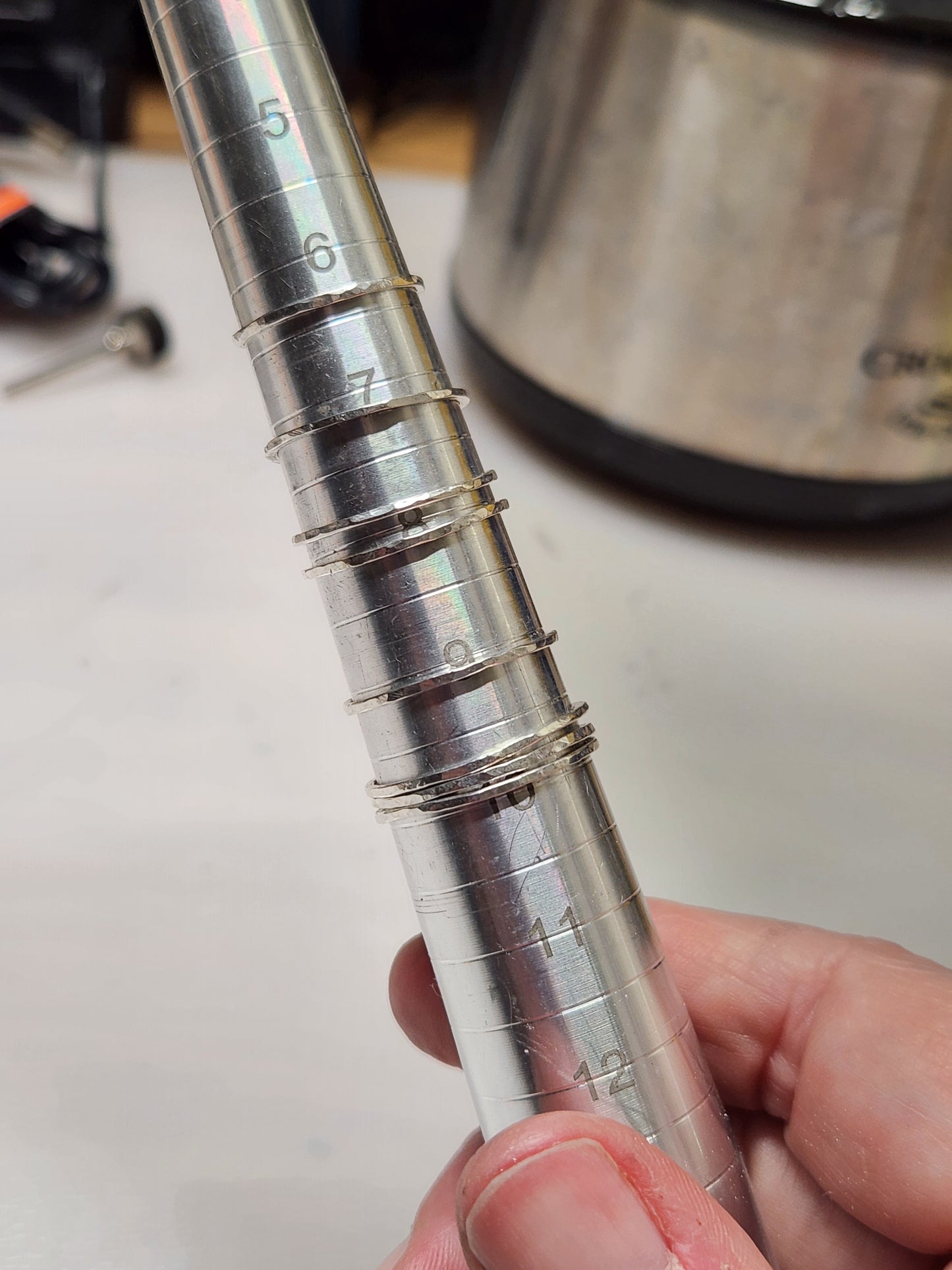 Hammered Sterling Slim Stacker Bands