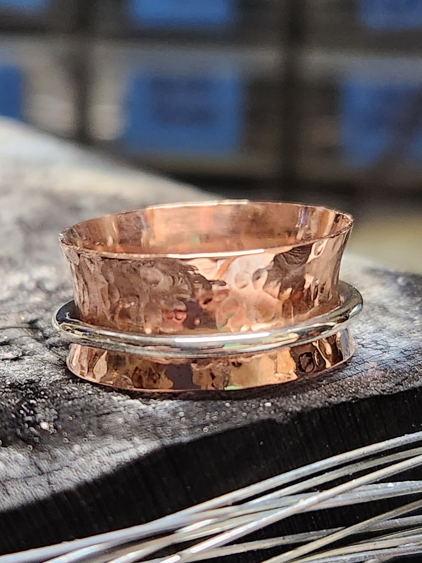 Copper and Sterling Spinner Ring