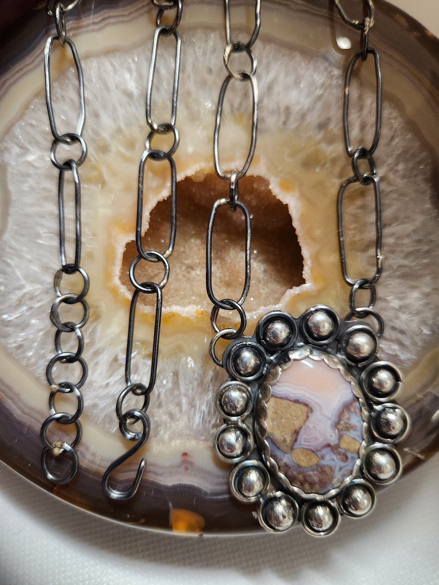 Crazy Lace Agate Handmade Necklace with Pendant