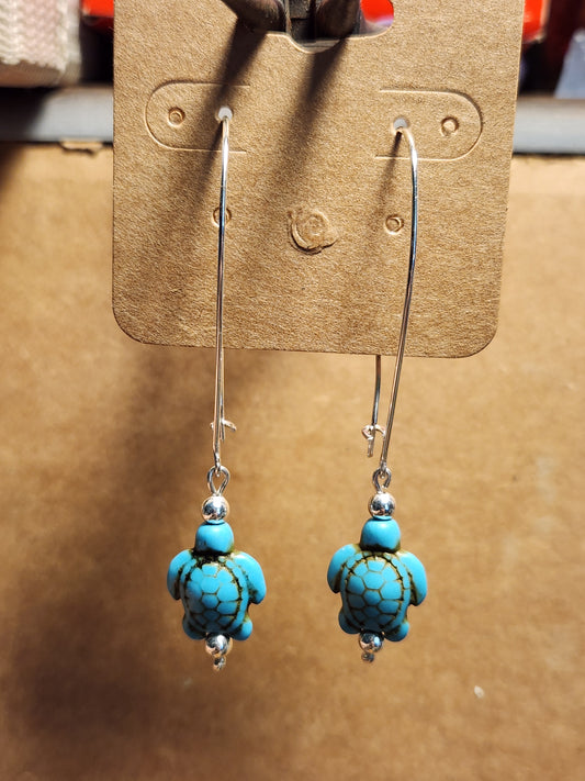 Sterling Silver with Turquiose Turtle earrings