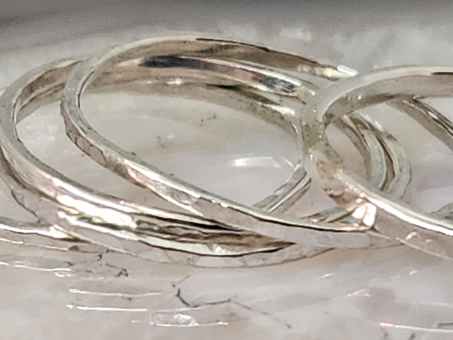 Hammered Sterling Slim Stacker Bands