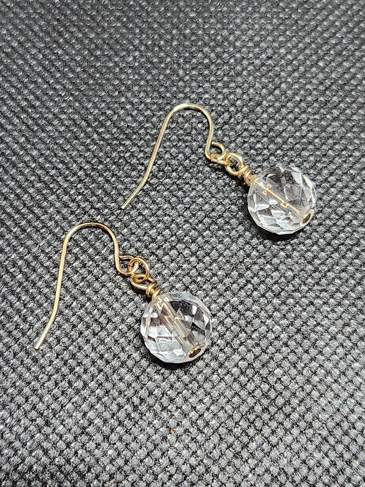 Goldtone Faceted Glass Petite Drop Earrings