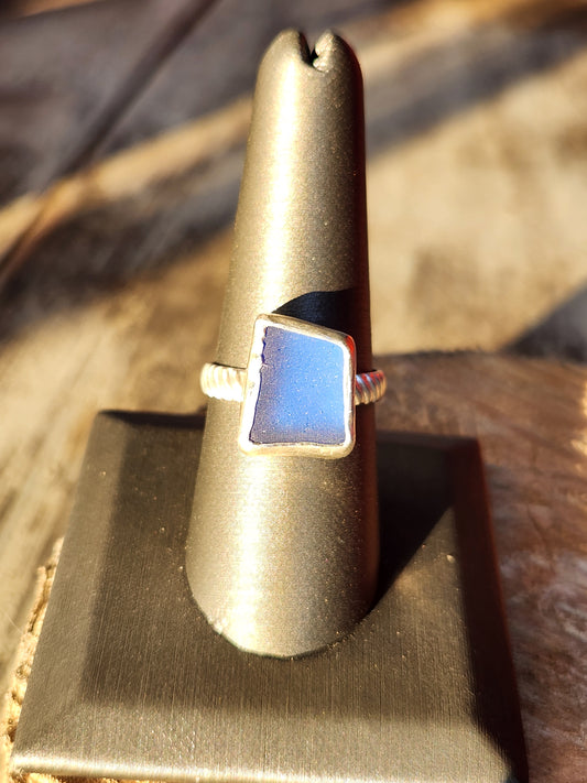 Cobalt Blue Seaglass in Sterling Silver ring