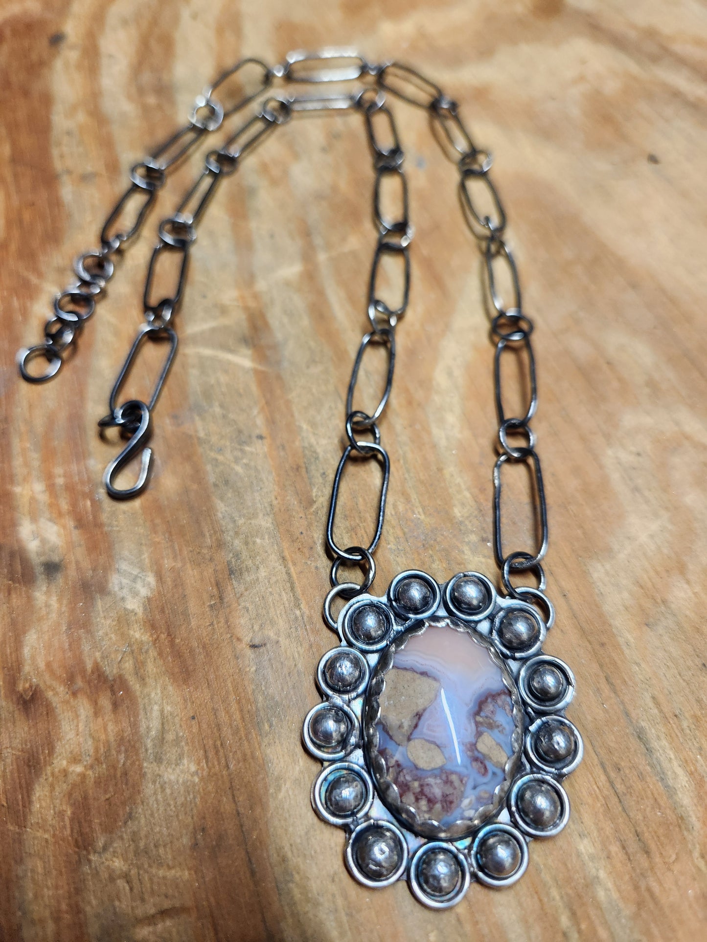 Crazy Lace Agate Handmade Necklace with Pendant