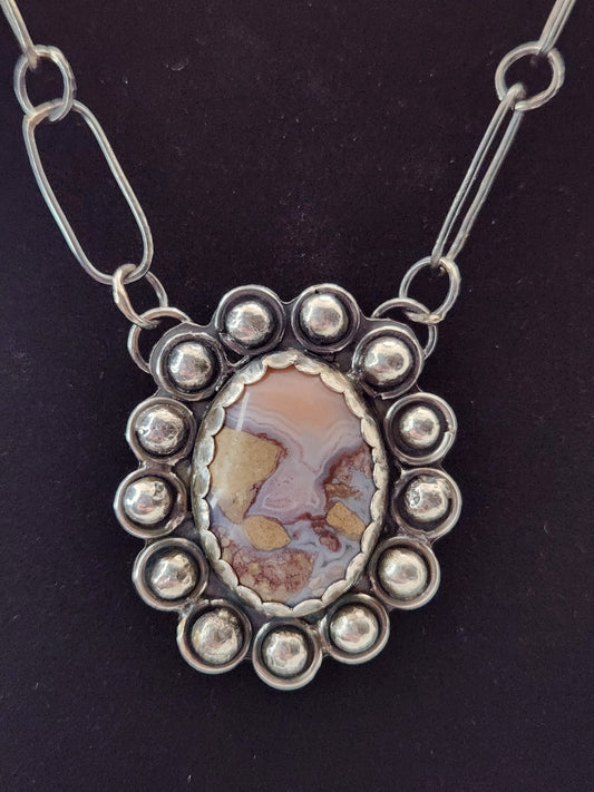 Crazy Lace Agate Handmade Necklace with Pendant