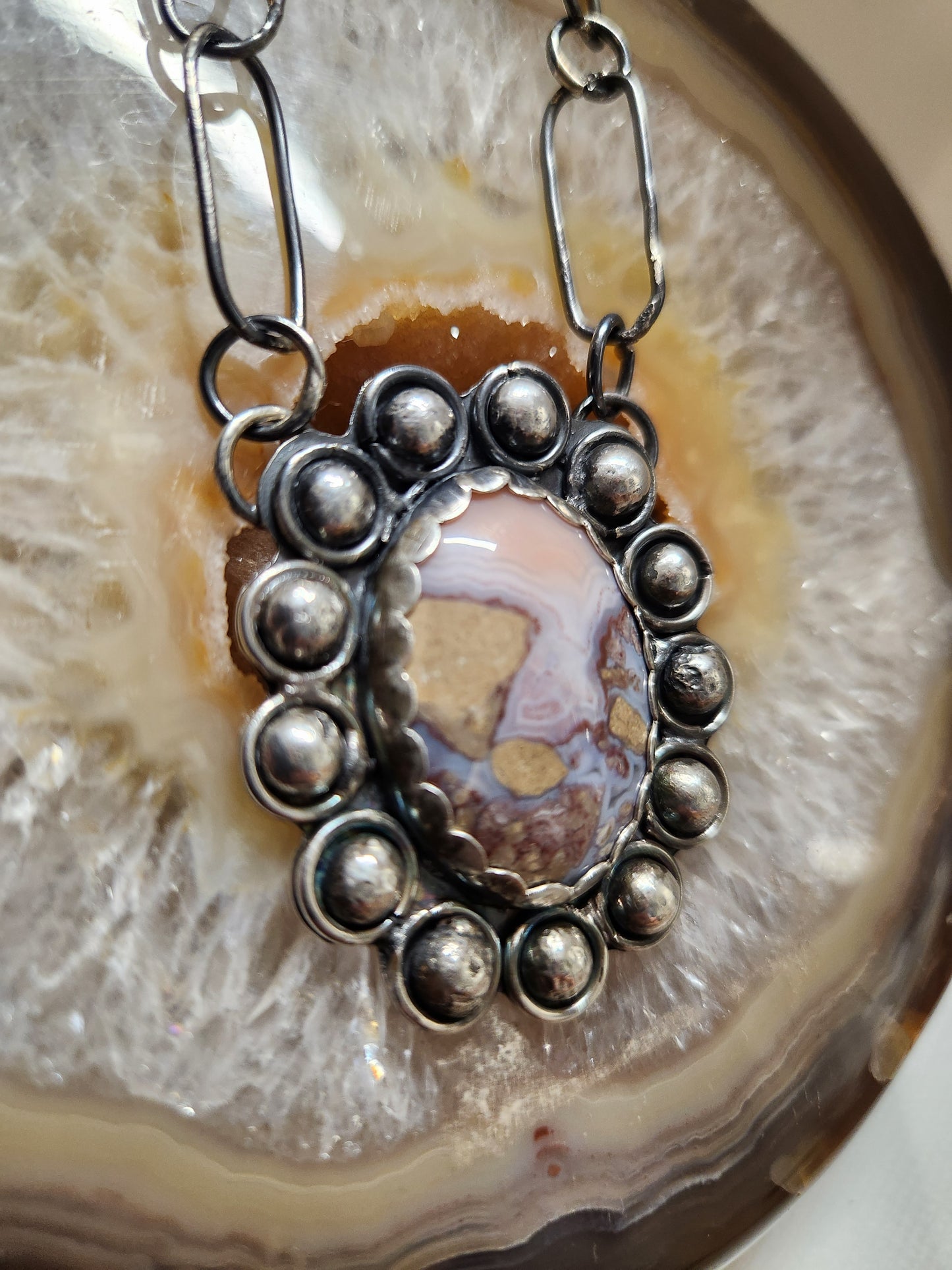 Crazy Lace Agate Handmade Necklace with Pendant