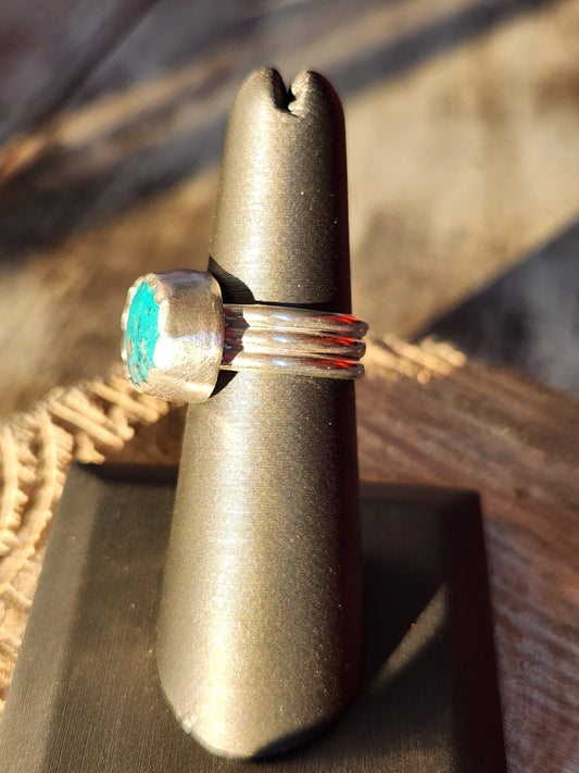 Kingman Turquiose Triple Banded Sterling Silver ring